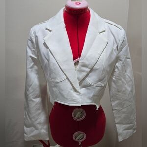 Fashion Nova Elegant White Cropped Blazer